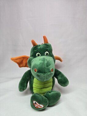Kinder Surprise Green & Orange Dragon with crinkle wings 9" tall Plush